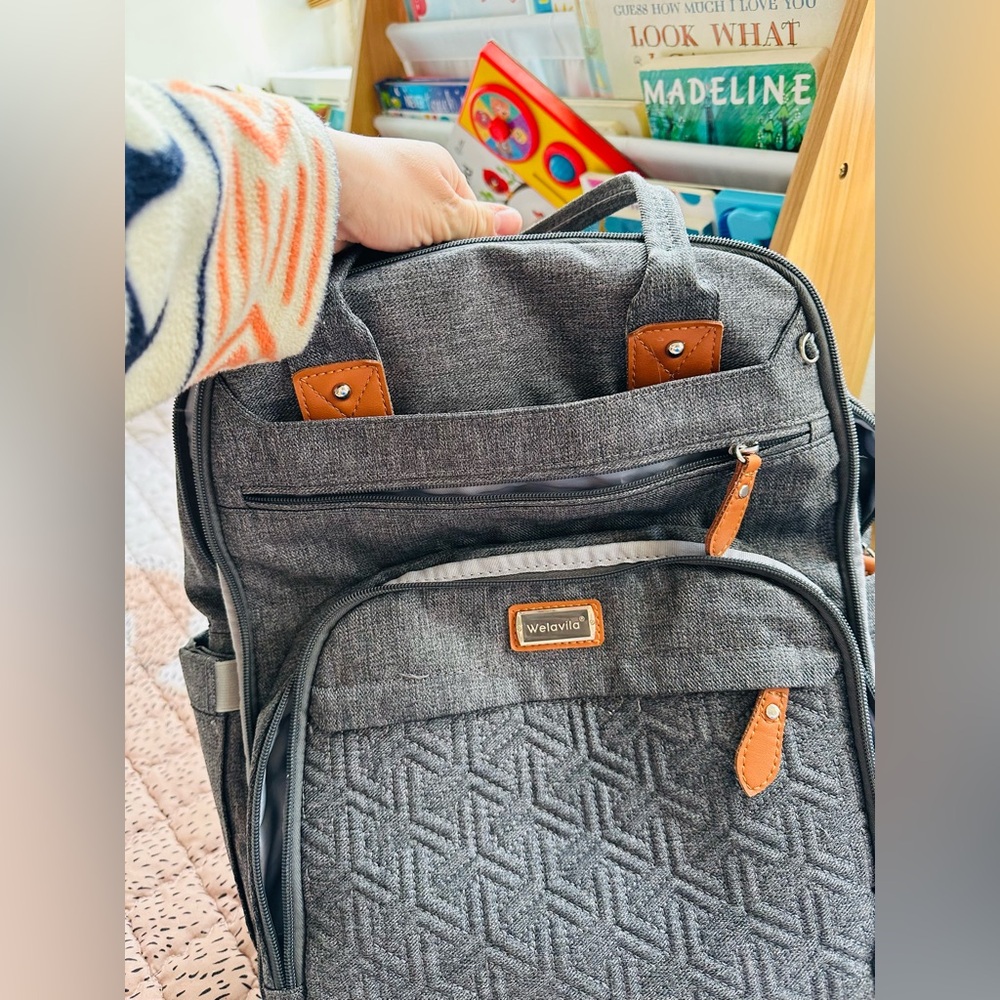 Welavila Gray Diaper Bag Backpack